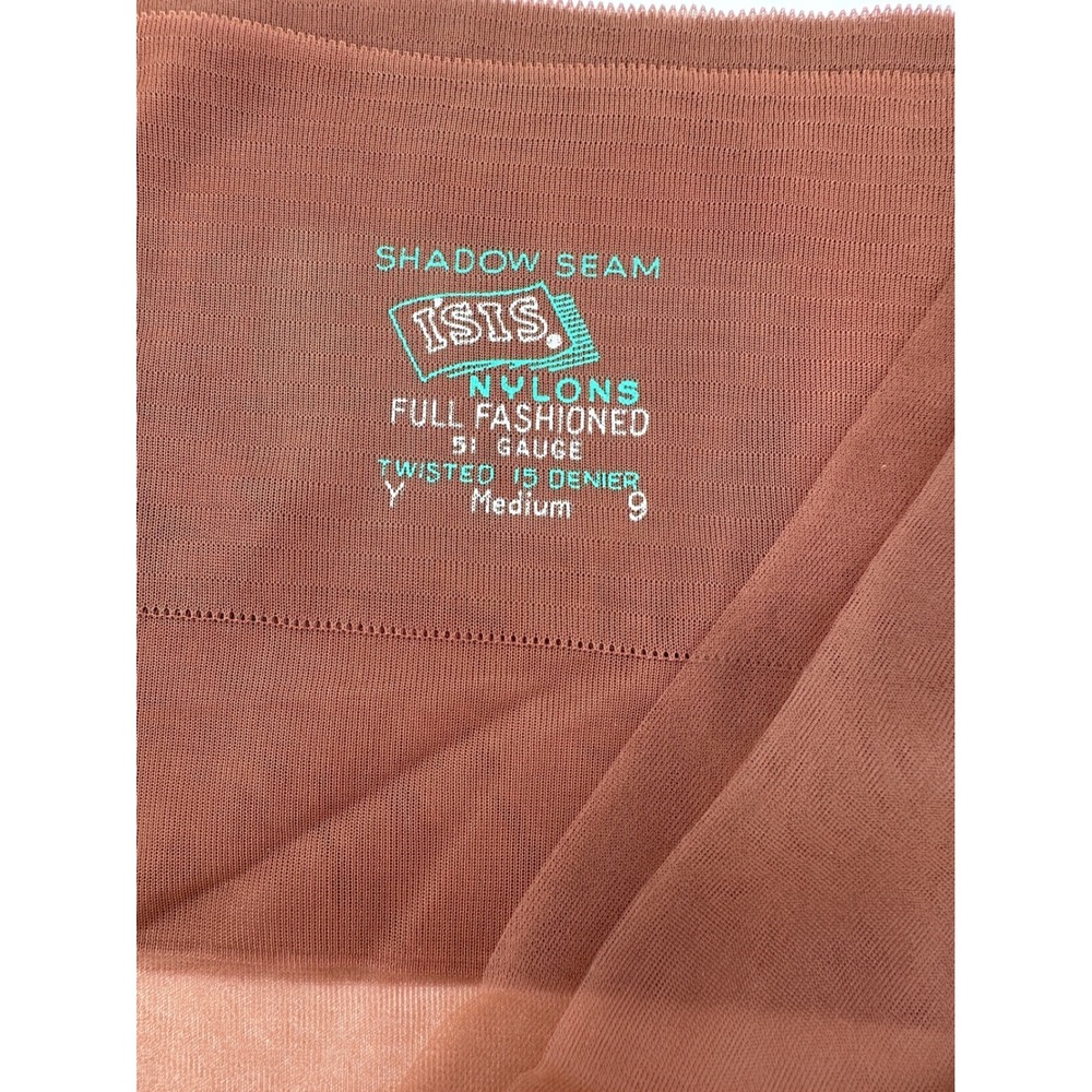 Vintage 1950s 60s Back Seam Nylons 51 Gauge Brown Stockings Cuban Heel Size 9 - Picture 3 of 6